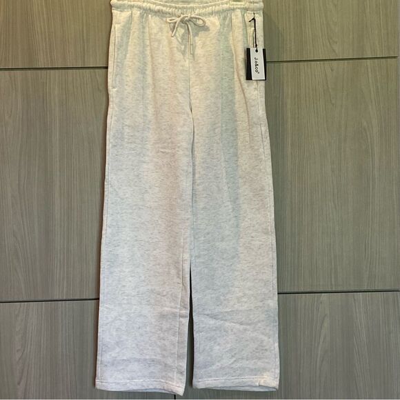 NEW J.o.&co. Sweatpants Light Marled Gray Medium Pockets Drawstring Straight Leg - Picture 1 of 8